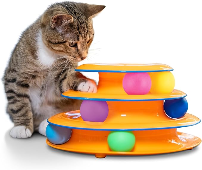 Catstages Tower of Tracks B00DT2WL26 — actual Amazon listing photograph of the three-tier ball tower